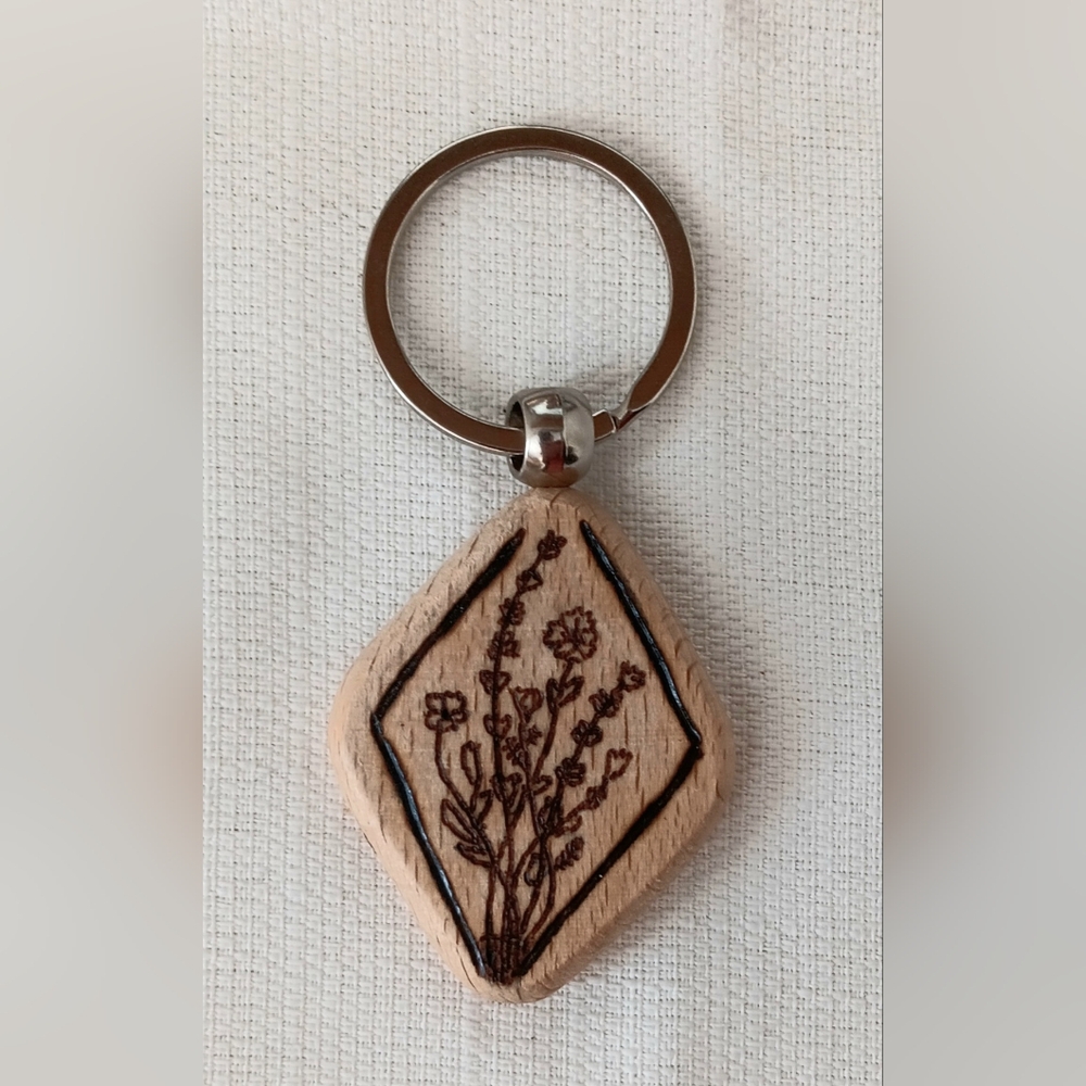 Elegant Brown Wooden Keychain